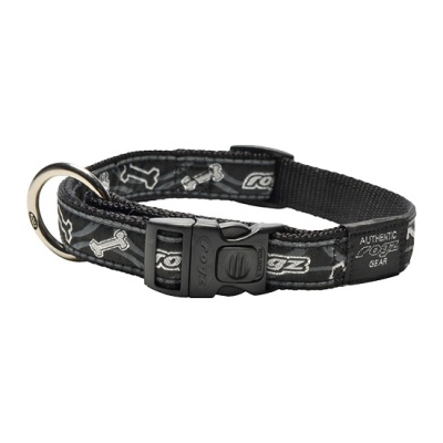 Rogz Jellybean Black Bone Dog Collar Size Small (20-31cm) RRP 4.99 CLEARANCE XL 2.99